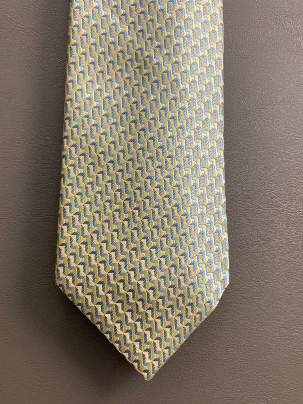 Perry Ellis Men's Classic 3'' 100% Polyester Neck Tie, Yellow Langer Geometric